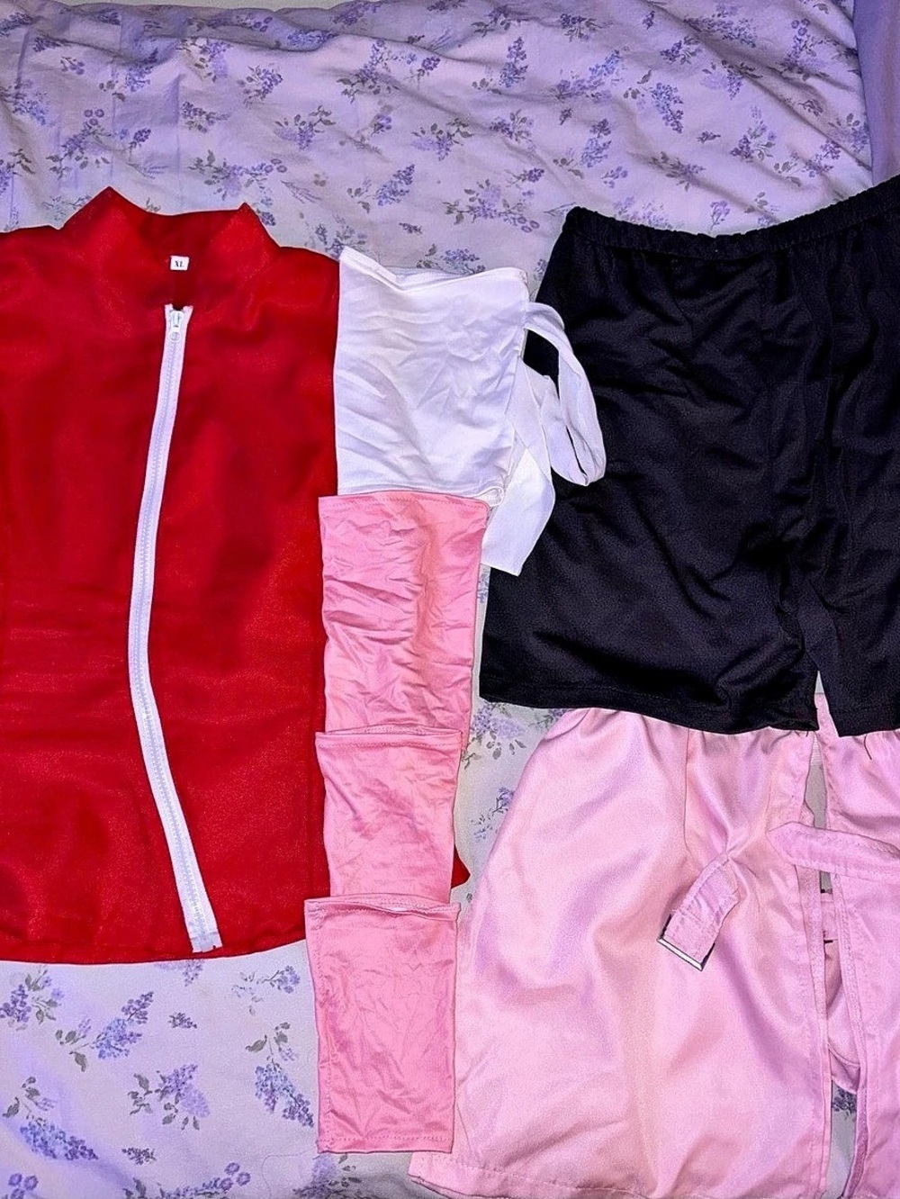 Sakura Haruno Cosplay Costume Kids Athletic Set Girls M Pink & Red